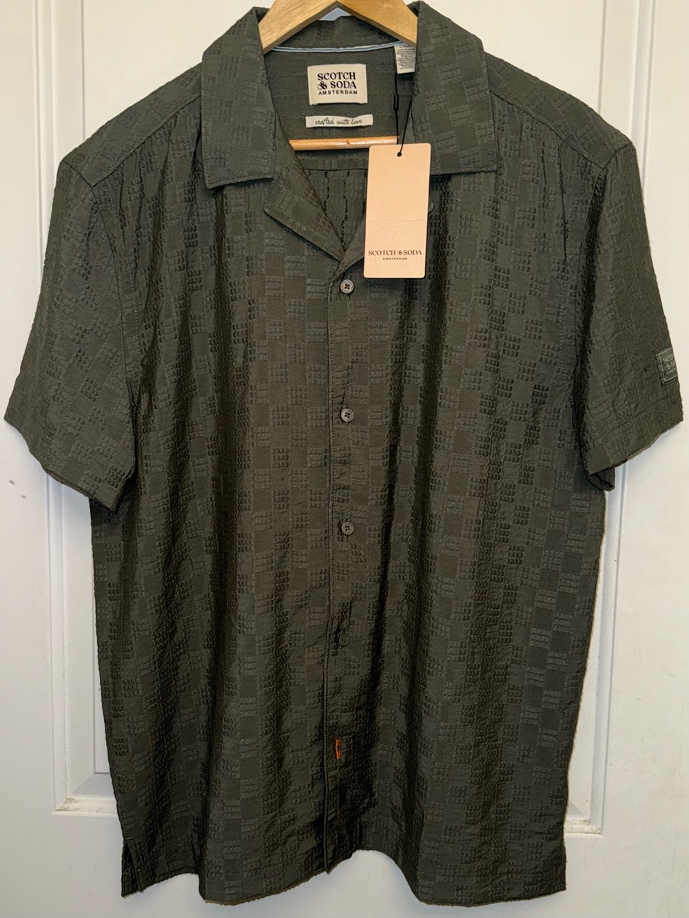 🥃Scotch & Soda NWT Textured Viscose Camp Shirt in “Thyme” Green